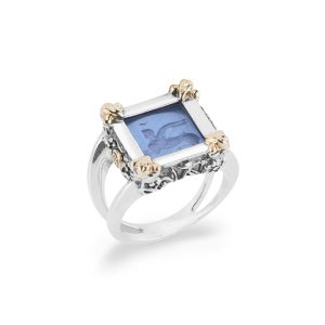 Anello donna argento e oro con pasta vitrea Gerardo Sacco