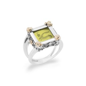 Anello donna argento e oro con pasta vitrea Gerardo Sacco