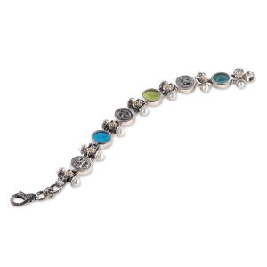 Bracciale donna argento e oro con paste vitree e perle Gerardo Sacco