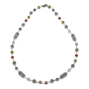 Collana donna girocollo argento brunito con zirconia sfaccettata multicolor Gerardo Sacco