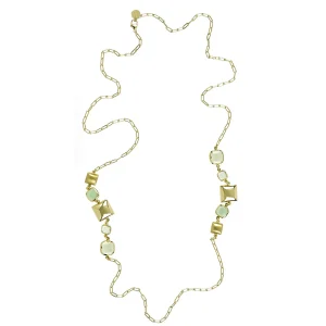 Collana lunga Aquacaramelle con paste vitree verdi taglio antico Aquaforte