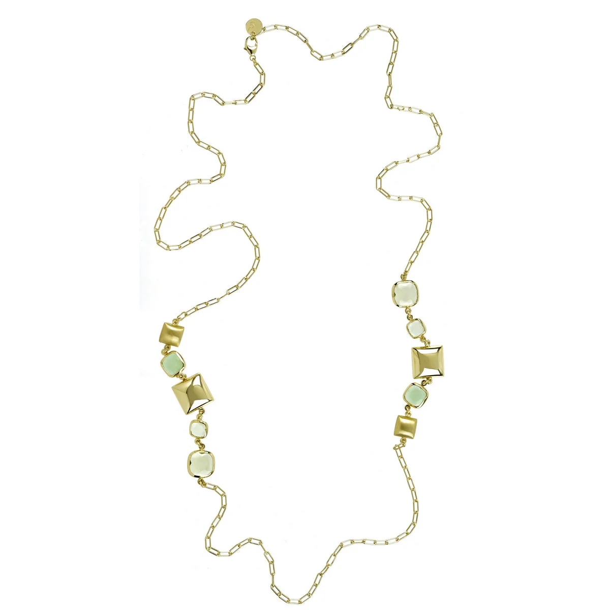 Collana lunga Aquacaramelle con paste vitree verdi taglio antico Aquaforte