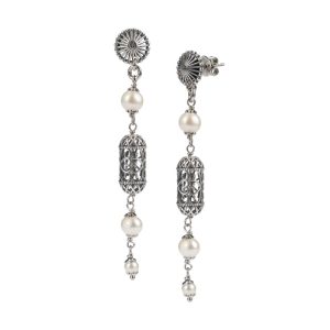 Orecchini donna argento brunito con Lanterne mediterranee e perle Sacco