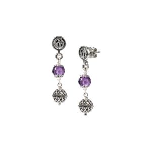 Orecchini donna argento brunito con con zirconia sfaccettata Gerardo Sacco